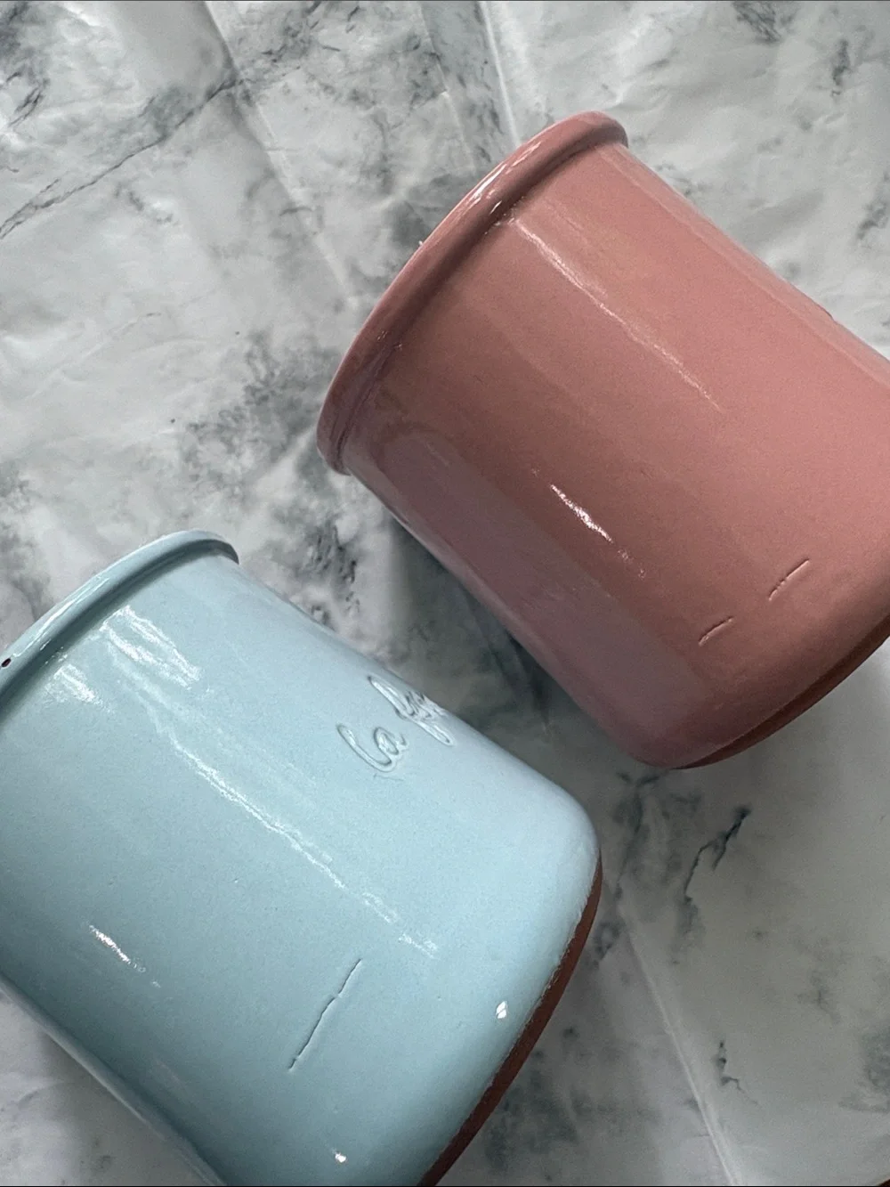 4 La Fermiere Yogurt Pots - Seashell Pink & Sky Blue